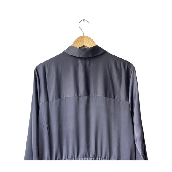 Outerknown Benson Jumpsuit Large Utility Long Sleeve Button Tie Romper Satin - Picture 8 of 11